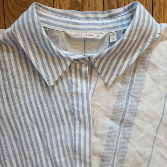 Soft Surroundings Light Blue and White Striped Midi Dress - Picture 3 of 4